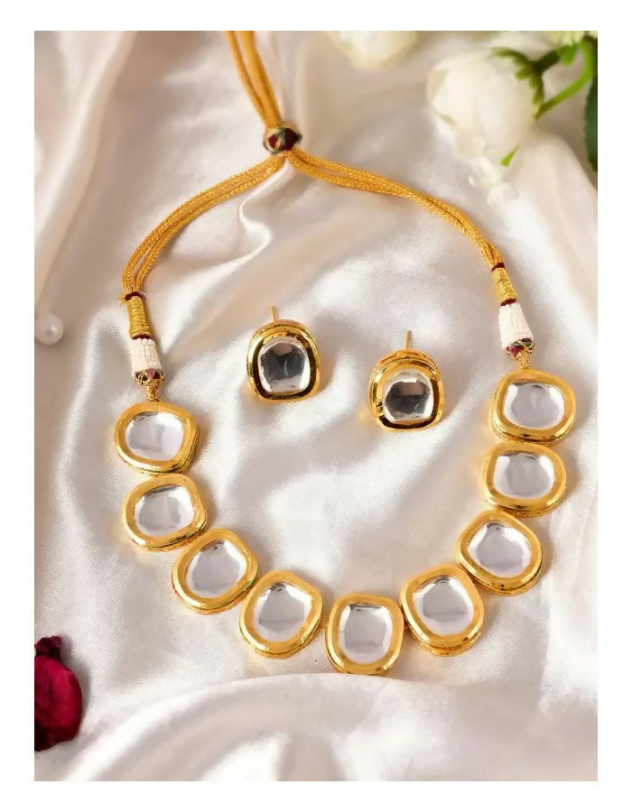 Joban Fashion White kundan work Necklace Set