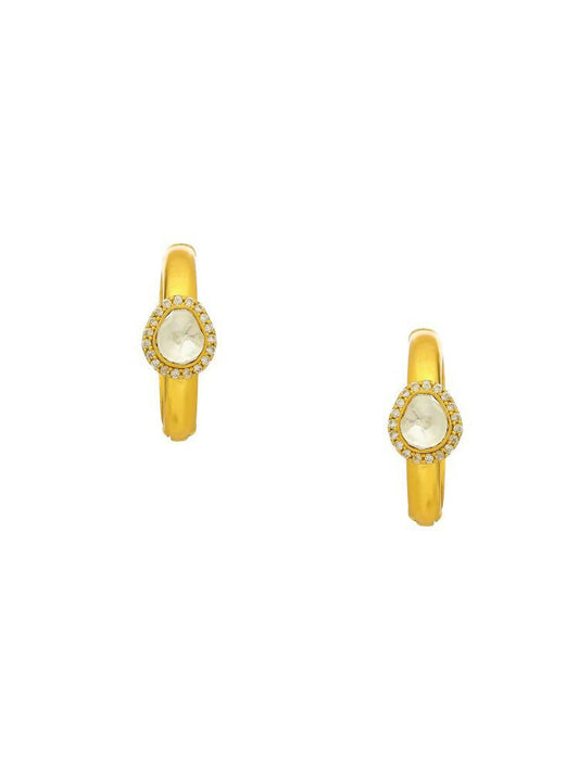 Women's Hoops Kundan Earrings - Ruby Raang