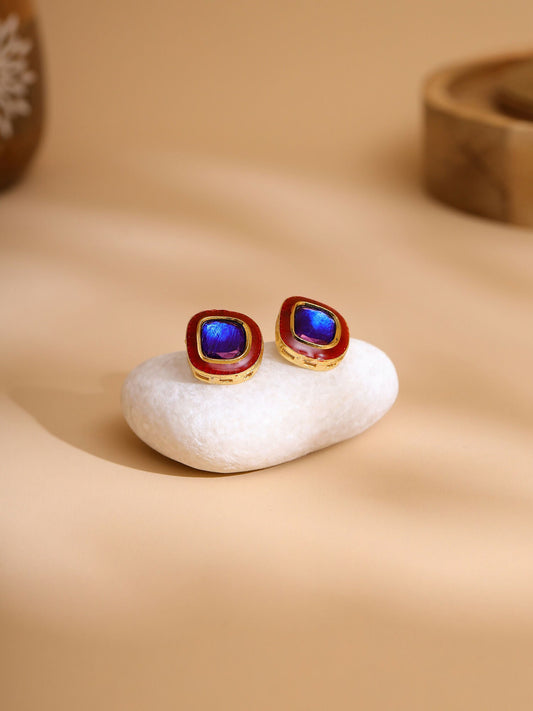 Ruby Raang Multi Blue Kundan Studs