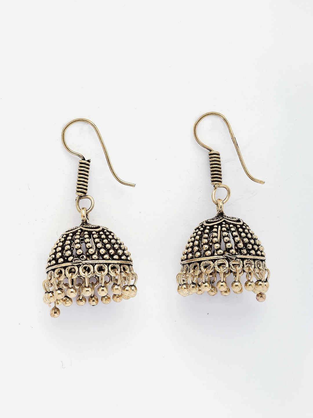 NVR Women Gold-Polished German Silver Jhumka Earrings