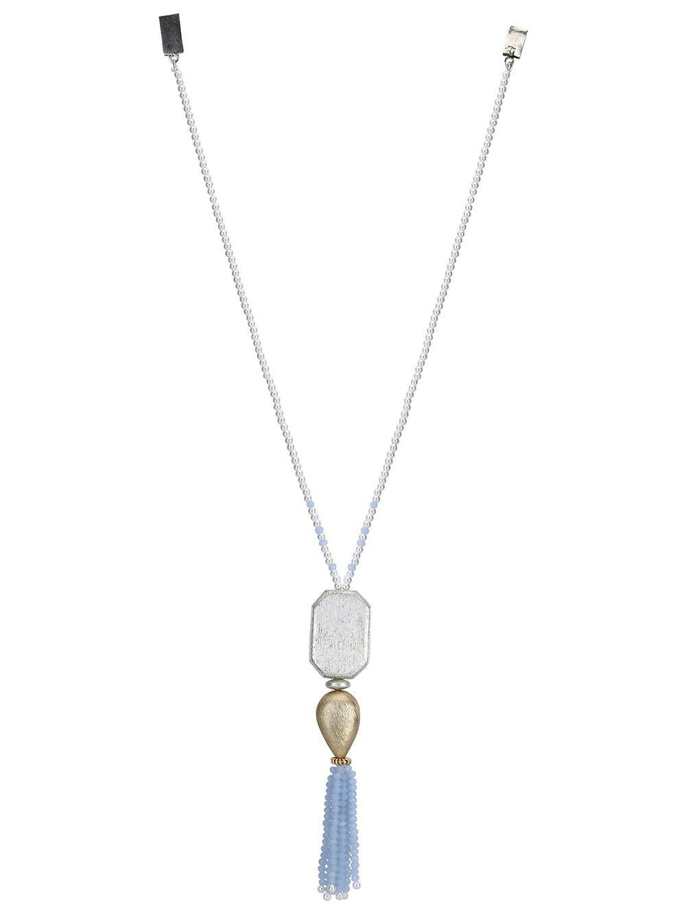 Joban Fashion Women Long Pattern Silver Tone Brass Necklace