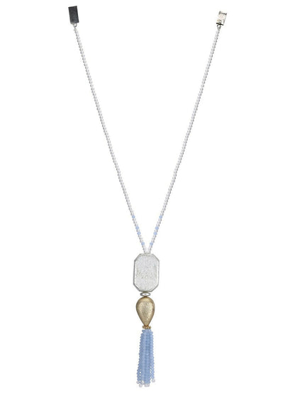 Joban Fashion Women Long Pattern Silver Tone Brass Necklace