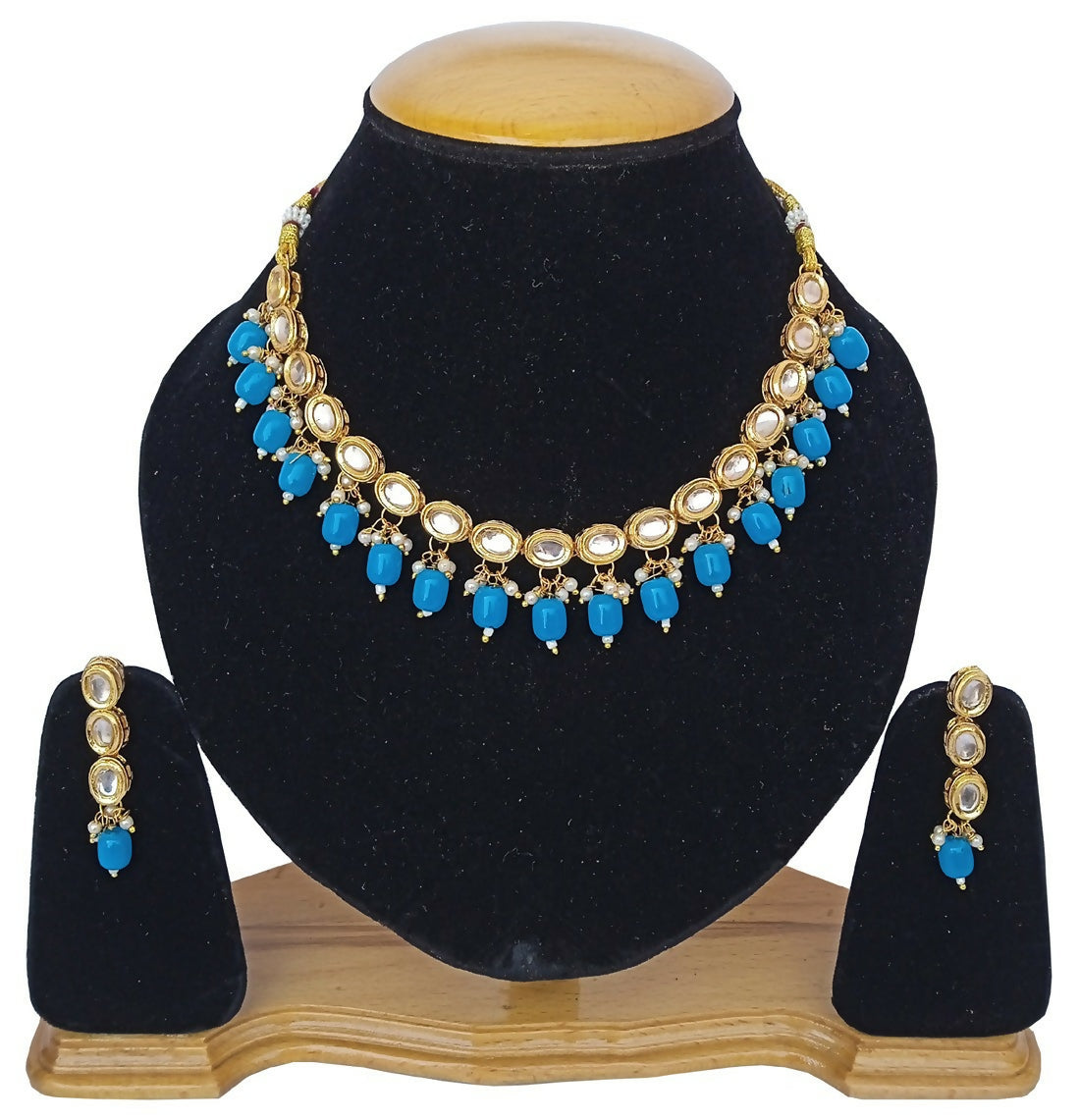 Joban Fashion Sky Blue kundan work Necklace Set