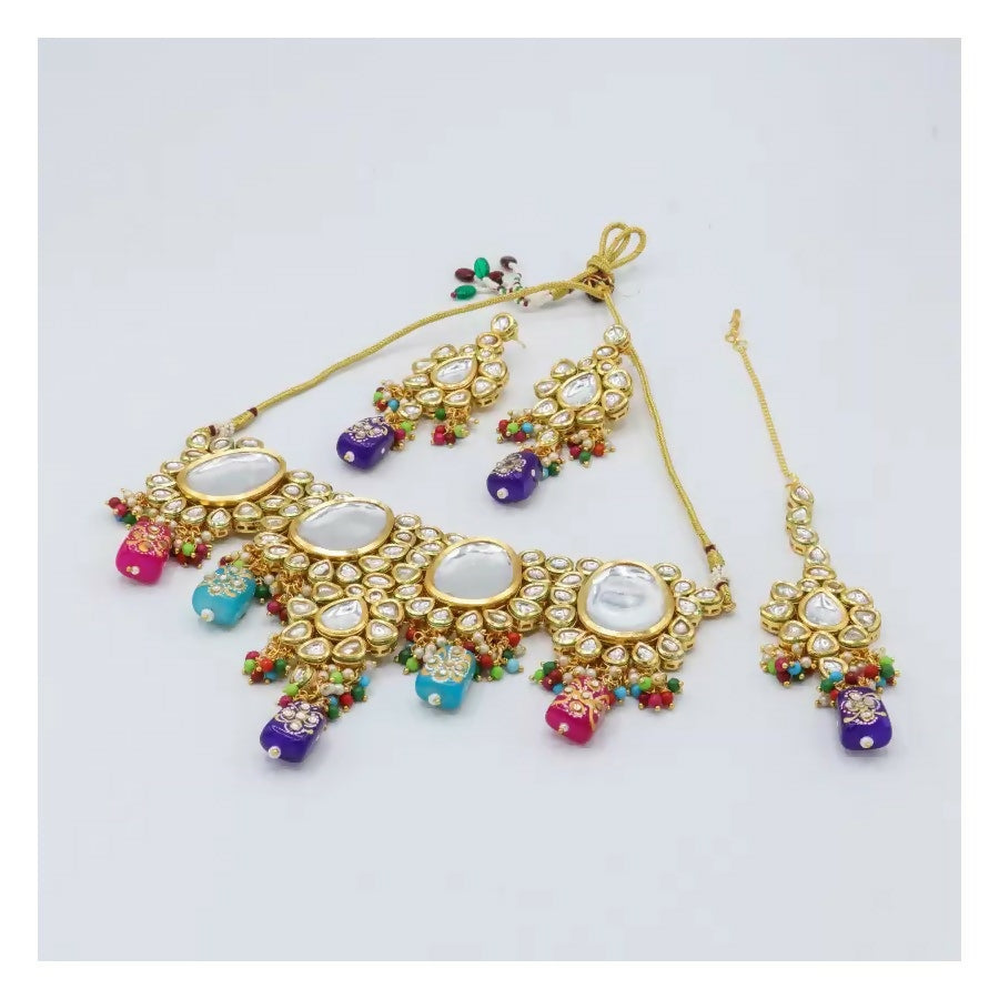 Joban Fashion Multicolor Kundan Work Necklace Set