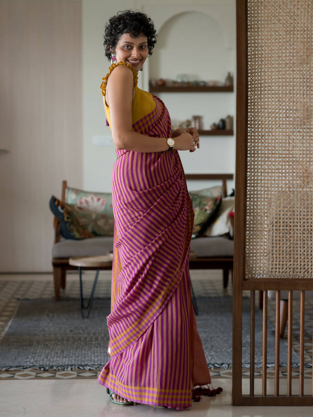 Suta Mustard Woven Design Pure Cotton Saree
