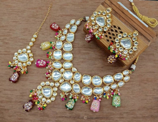 Joban Fashion Multicolor kundan work Necklace Set