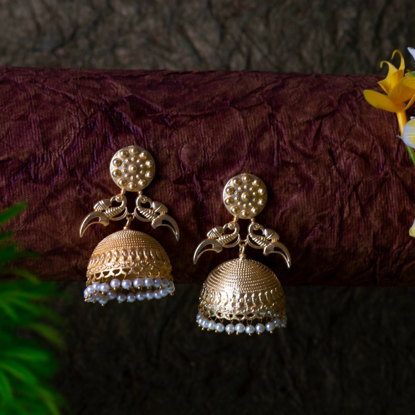 Joban Fashion Women Matte Gold Brass Jhumka