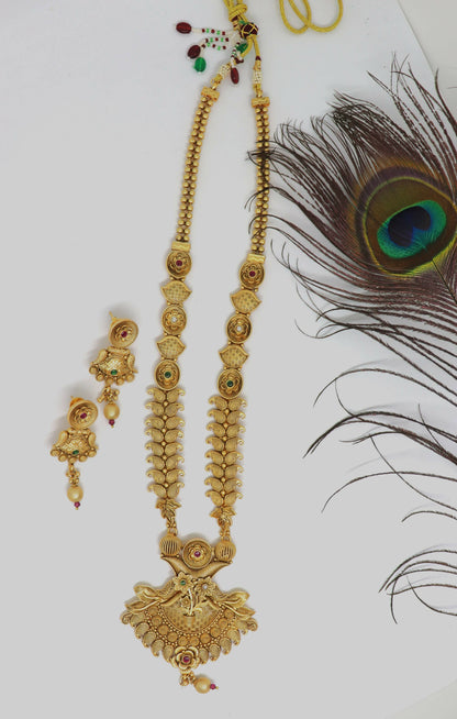 Joban Fashion Mango Design Gold Pure Brass With Rajwadi Polish Necklace Set