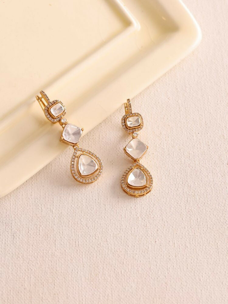 Women's Long Kundan Earrings - Ruby Raang