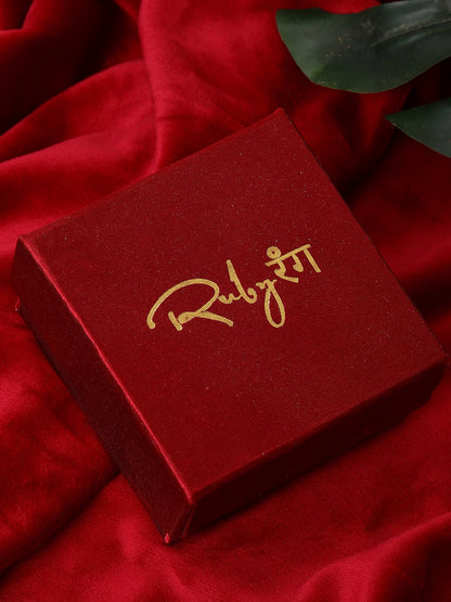 Chand Kundan Earrings with Teardrops - Ruby Raang