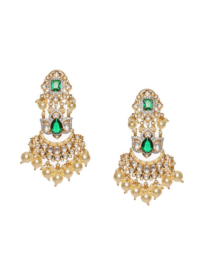 Dangler Kundan Earrings with Pearls - Ruby Raang