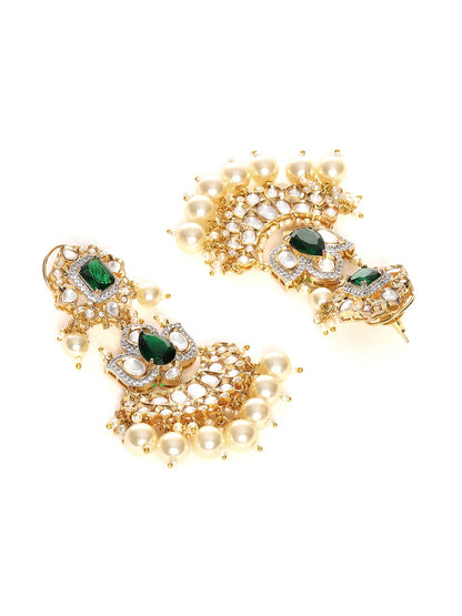 Dangler Kundan Earrings with Pearls - Ruby Raang