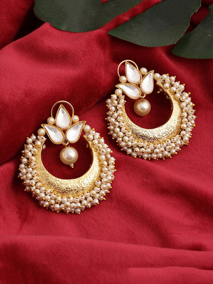 Chand and Teardrop Pearl Earrings - Ruby Raang
