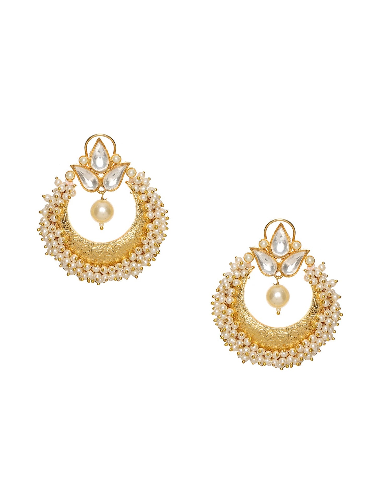 Chand and Teardrop Pearl Earrings - Ruby Raang