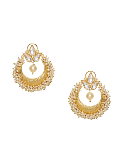 Chand and Teardrop Pearl Earrings - Ruby Raang