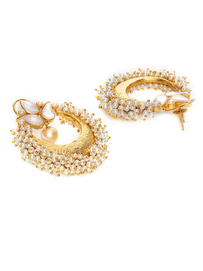 Chand and Teardrop Pearl Earrings - Ruby Raang