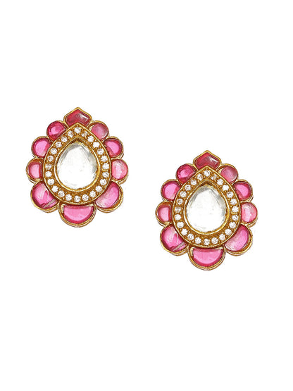 Teardrop Maroon Studs - Ruby Raang