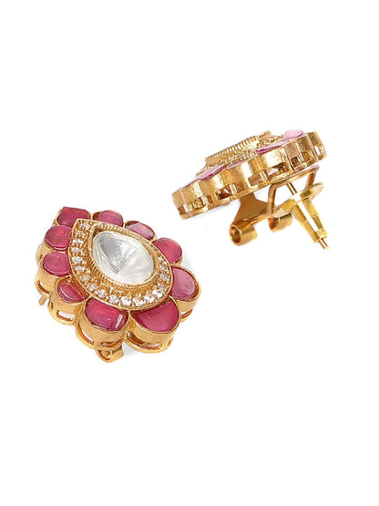 Teardrop Maroon Studs - Ruby Raang