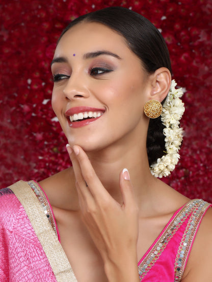 Round Golden Studs - Ruby Raang