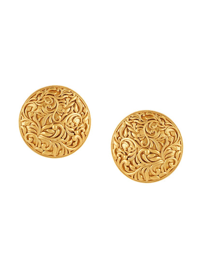 Round Golden Studs - Ruby Raang