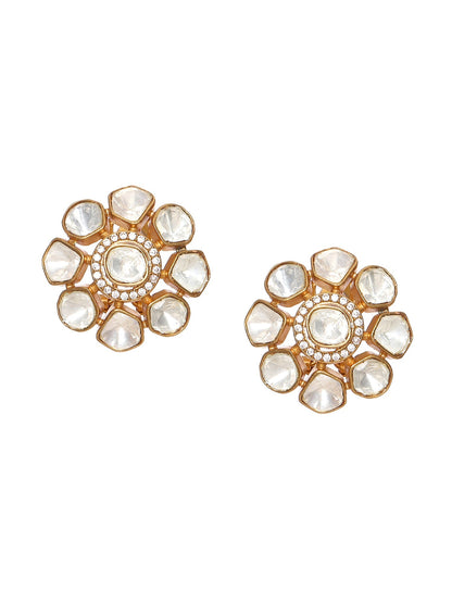 Oversized Kundan Studs - Ruby Raang