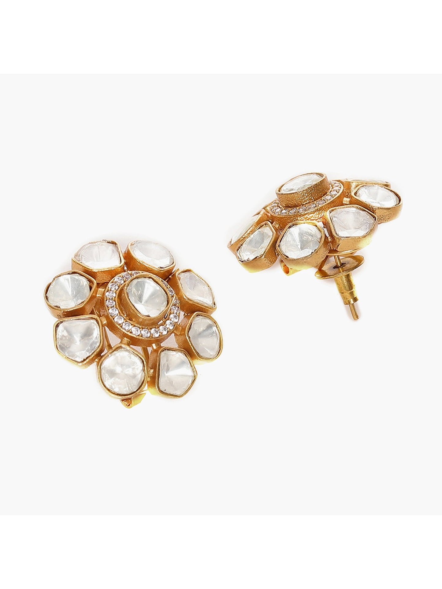 Oversized Kundan Studs - Ruby Raang