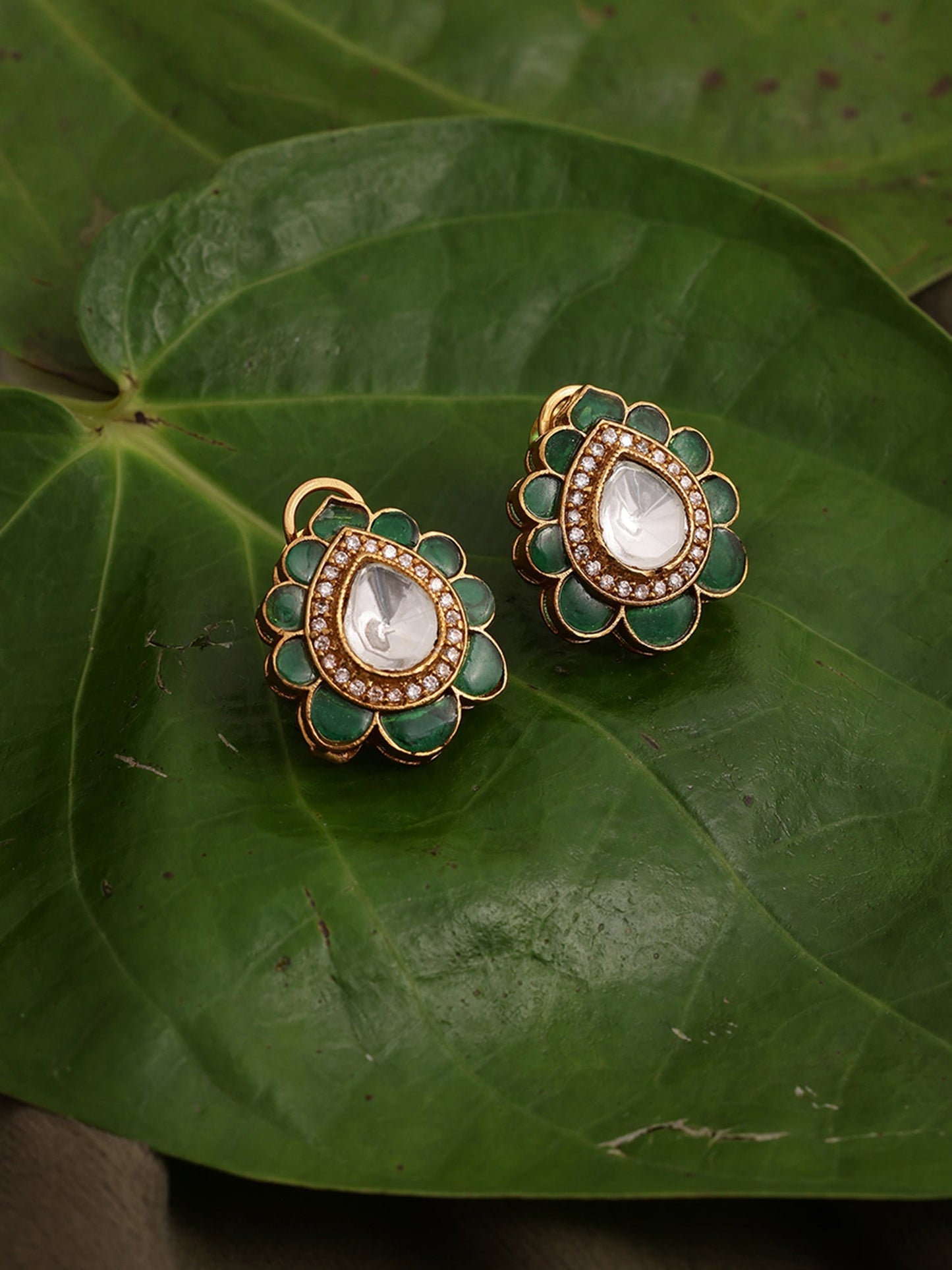 Teardrop Green Studs - Ruby Raang