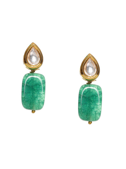 Kundan Studs with Green Stone - Ruby Raang