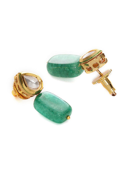 Kundan Studs with Green Stone - Ruby Raang