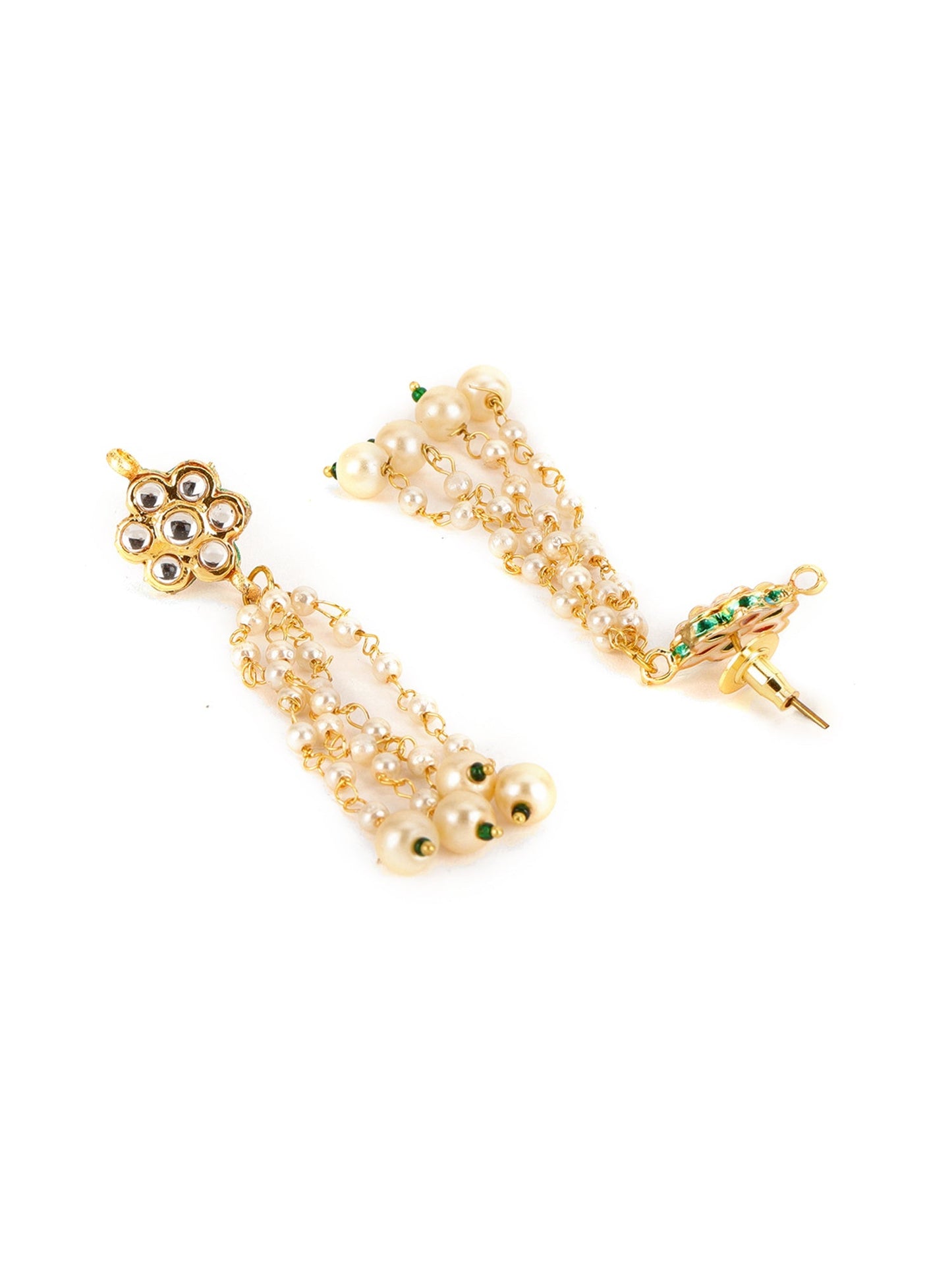 Long Dangler Kundan & Pearl Earrings - Ruby Raang