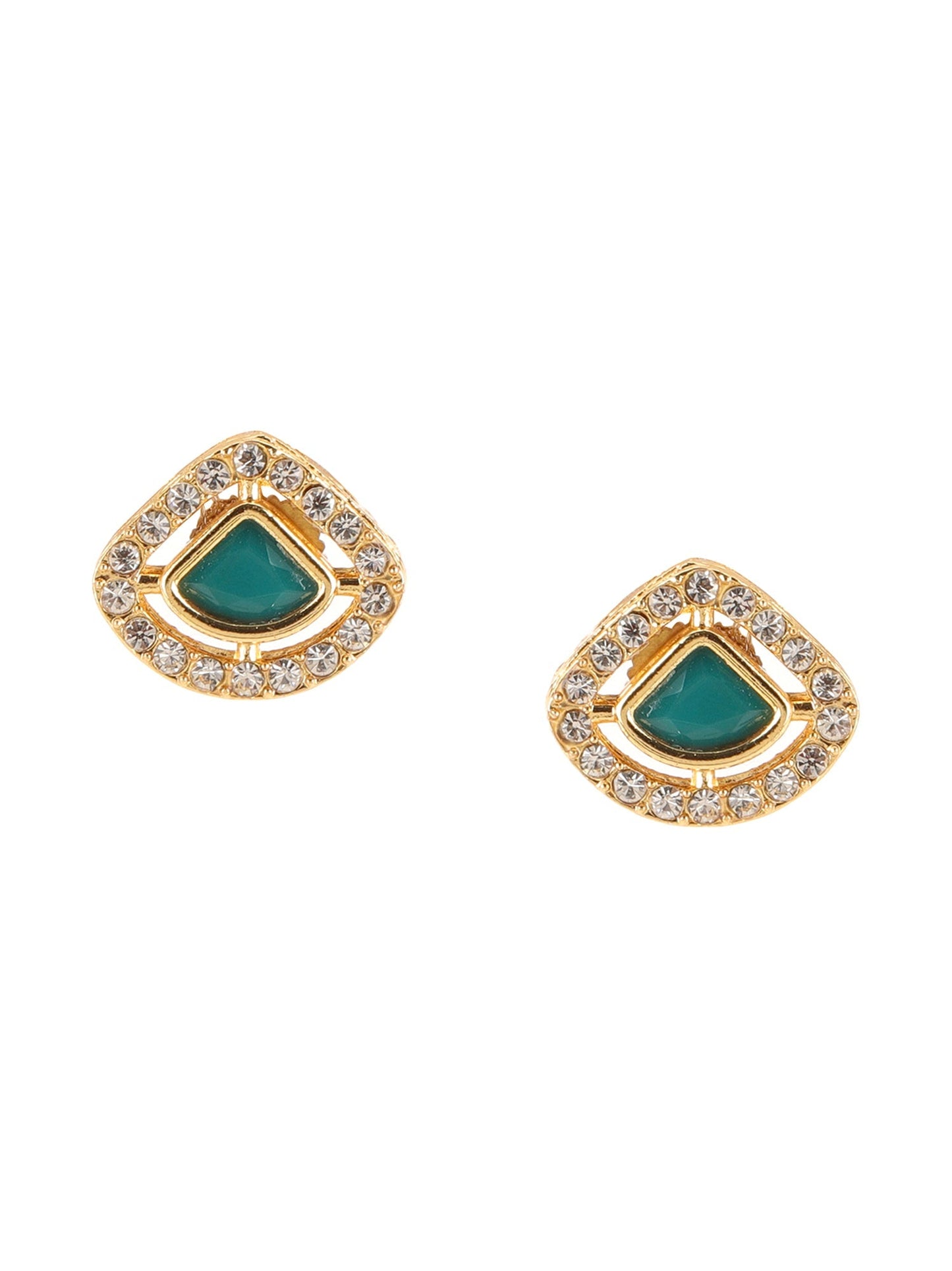 Kundan Studs with Green Stone - Ruby Raang