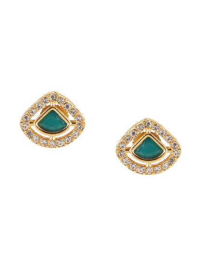 Kundan Studs with Green Stone - Ruby Raang