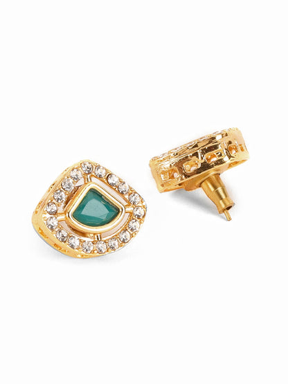 Kundan Studs with Green Stone - Ruby Raang