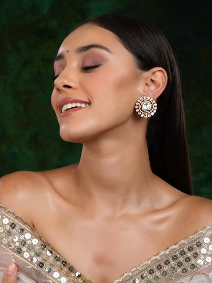 Round oversized Kundan Earrings - Ruby Raang