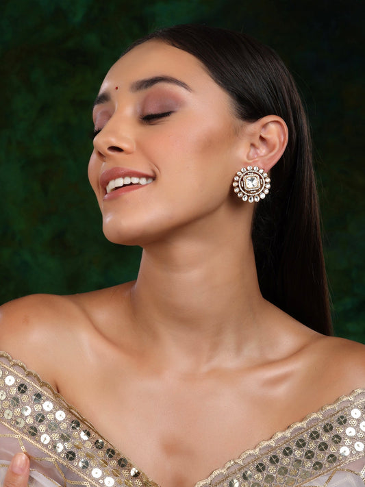 Round oversized Kundan Earrings - Ruby Raang