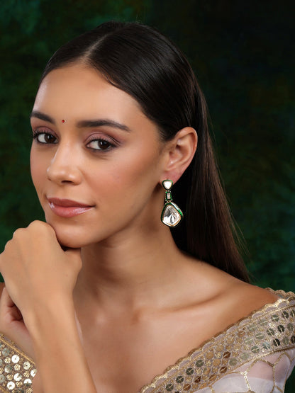 Kundan and Meenakari Earrings - Ruby Raang