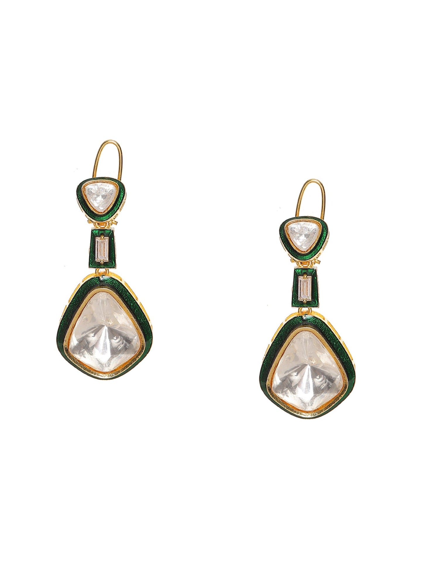 Kundan and Meenakari Earrings - Ruby Raang