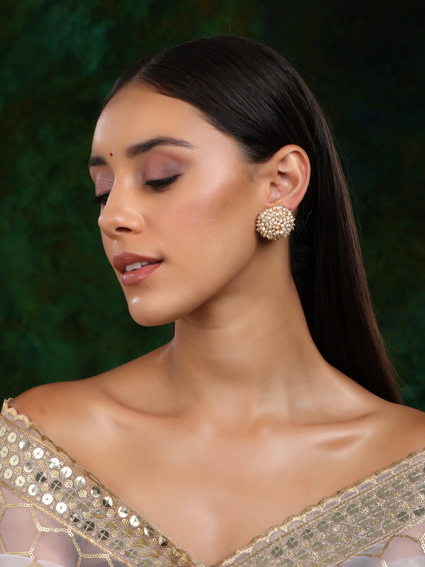 Round Pearl Studs - Ruby Raang