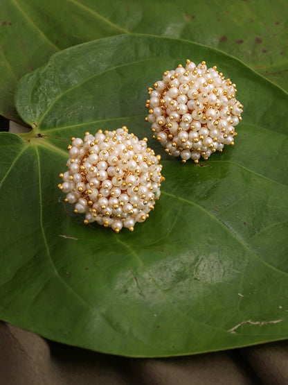 Round Pearl Studs - Ruby Raang