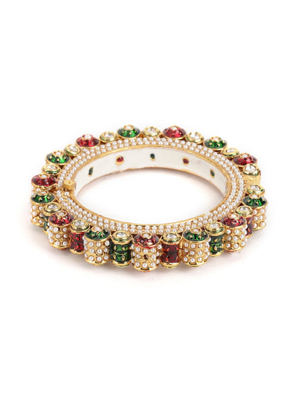 Pearl Meenakari Handcrafted Heavy Bangle - Ruby Raang