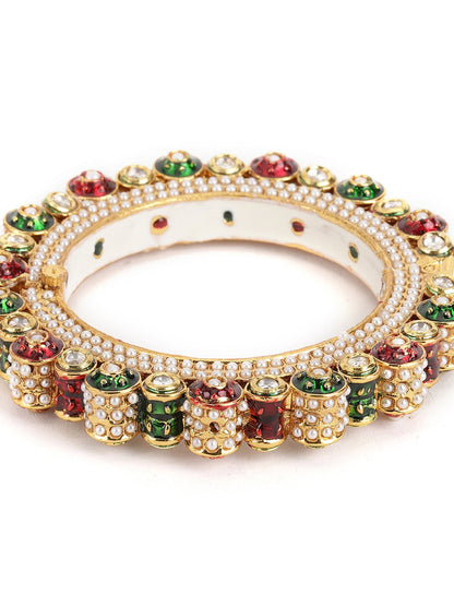 Pearl Meenakari Handcrafted Heavy Bangle - Ruby Raang