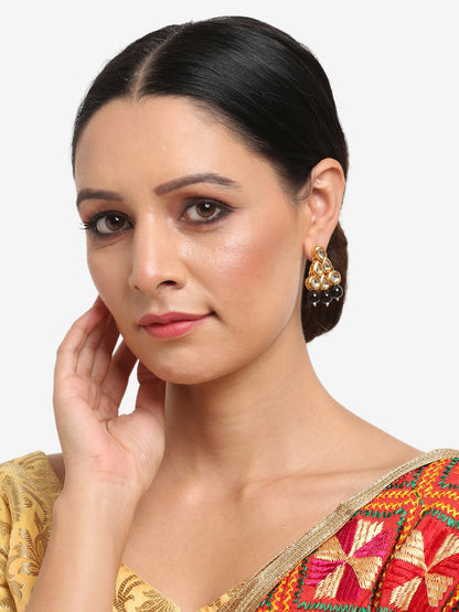 Black Contemporary Drop Earrings - Ruby Raang