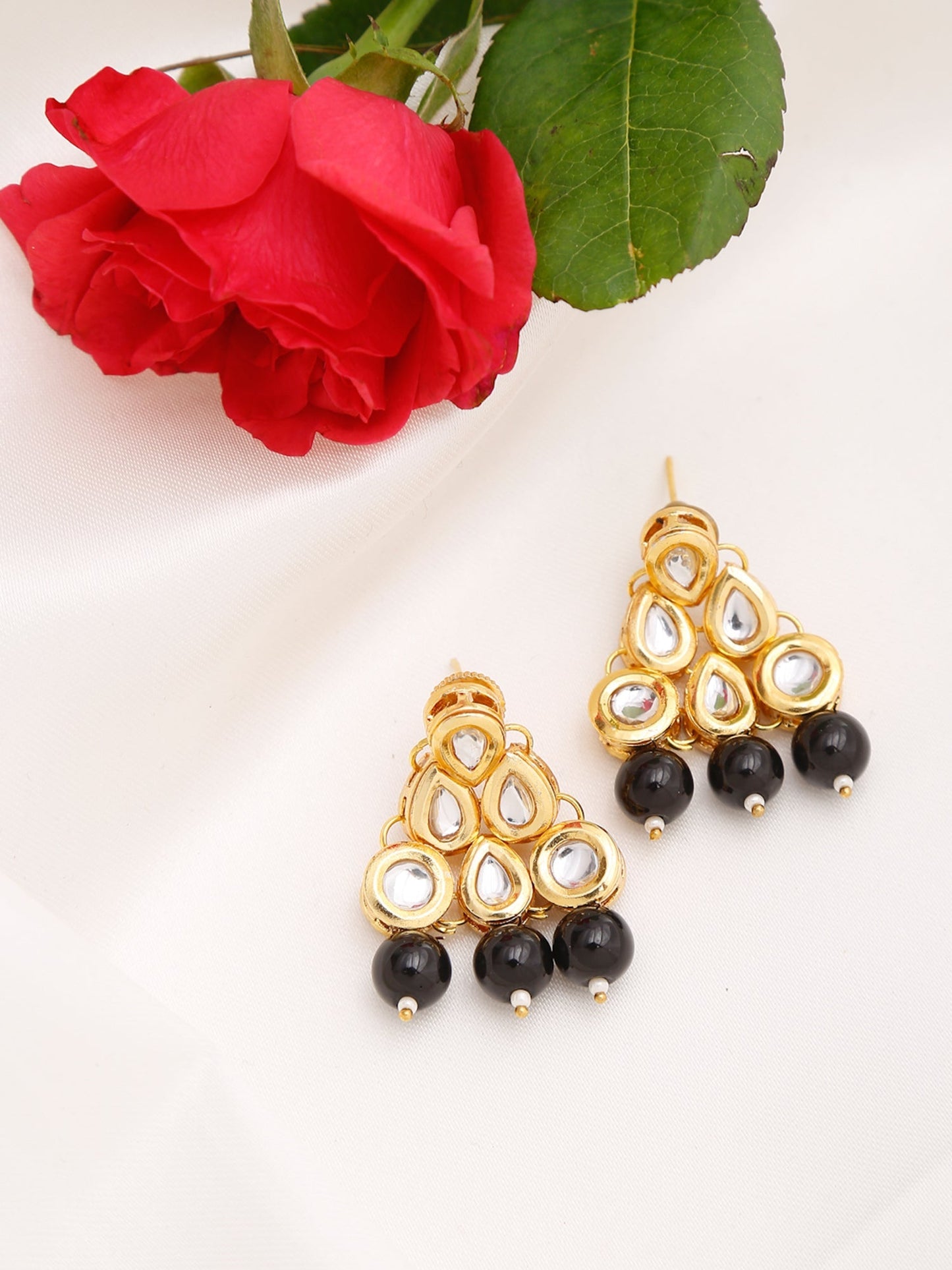 Black Contemporary Drop Earrings - Ruby Raang