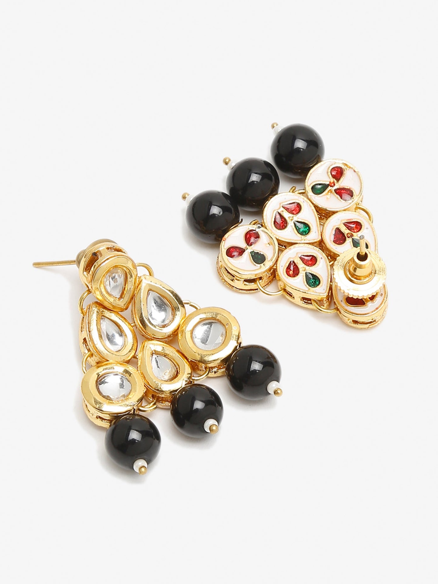 Black Contemporary Drop Earrings - Ruby Raang
