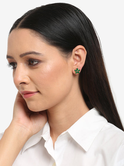 Green Contemporary Studs Earrings - Ruby Raang