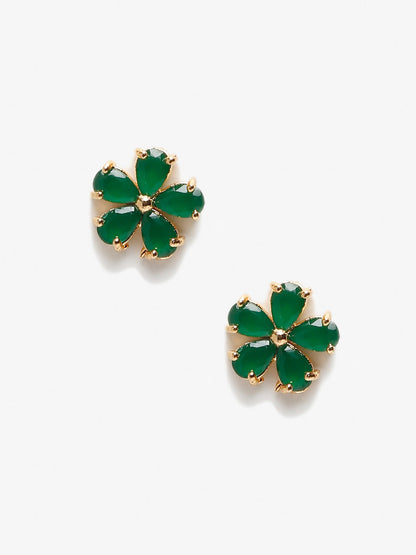 Green Contemporary Studs Earrings - Ruby Raang