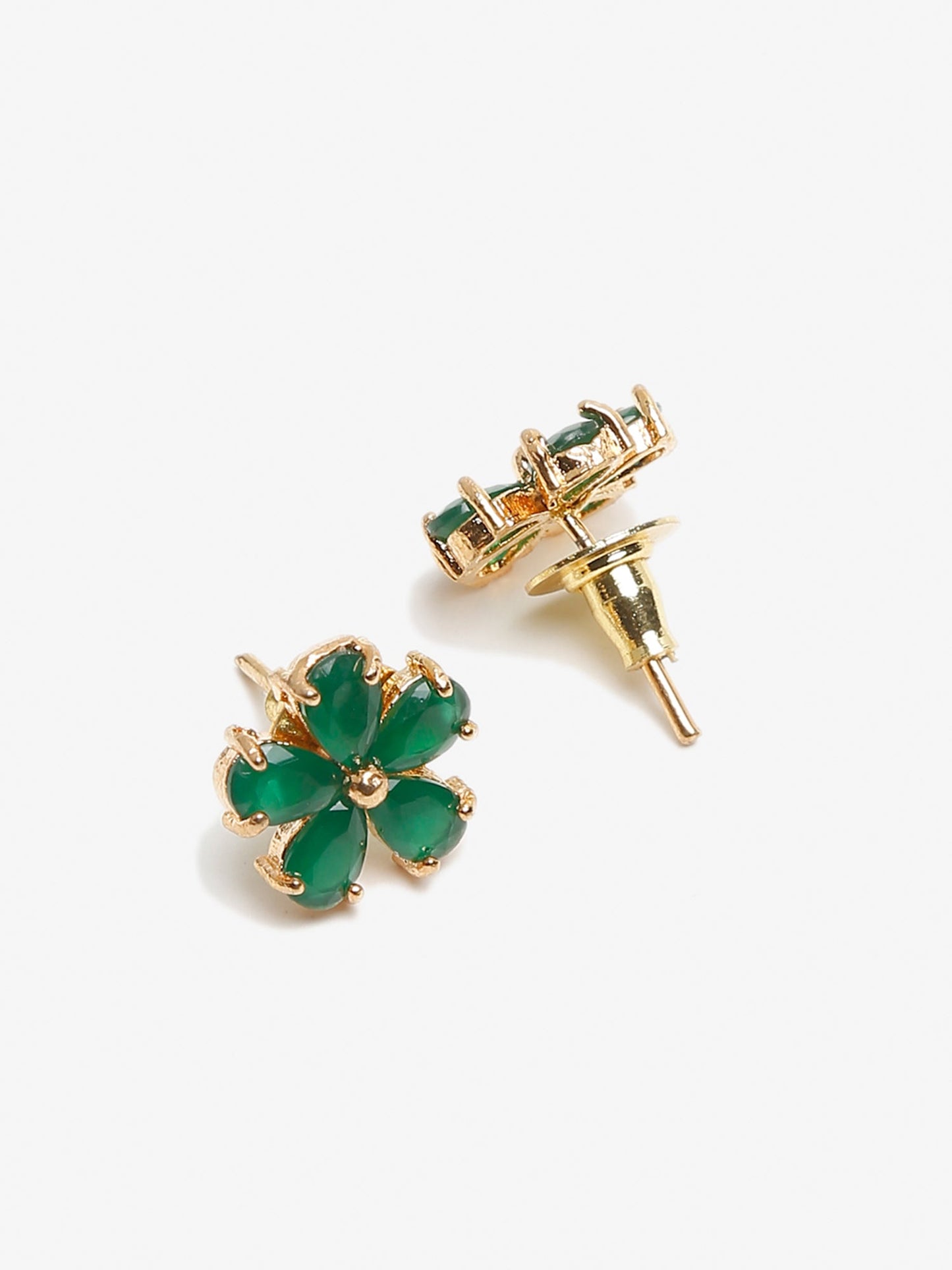 Green Contemporary Studs Earrings - Ruby Raang