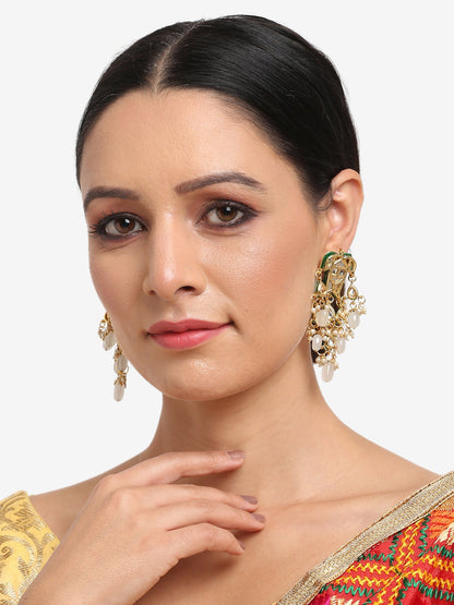 White Contemporary Drop Earrings - Ruby Raang