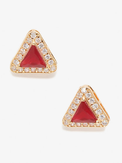 Maroon Contemporary Studs Earrings - Ruby Raang