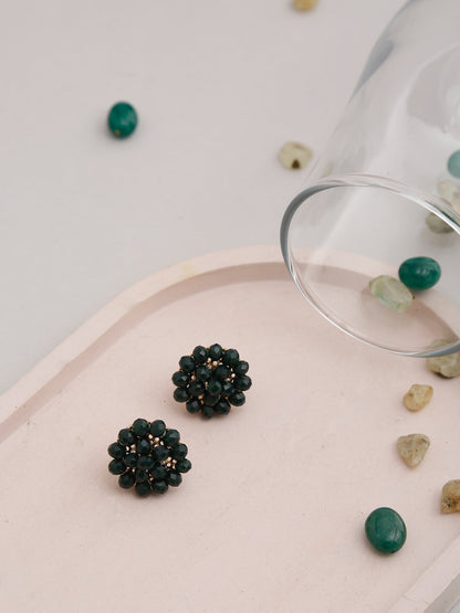 Green Contemporary Studs Earrings - Ruby Raang